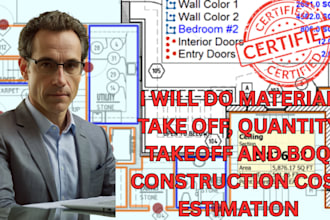 do material and quantity takeoff, boq and construction cost estimation US permit