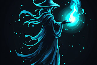 make a fantasy game logo with cool unique magic style