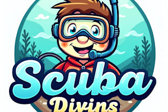 design high quality esport scuba diving mascot logo with creative concepts