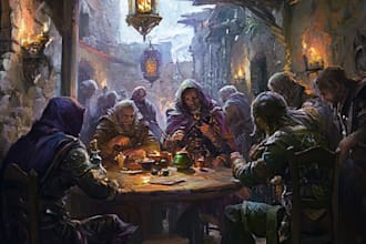 create a dnd character art and dnd party illustration
