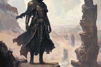 do dnd fantasy sci fi character or landscape illustration