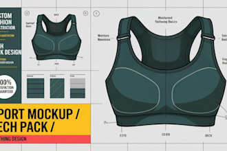 create professional fashion tech packs, flat sketches, and garment designs
