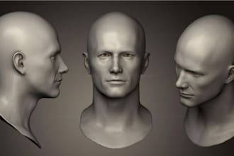 sculpt a custom 3d head, 3d model, bust, face, or miniature for 3d printing