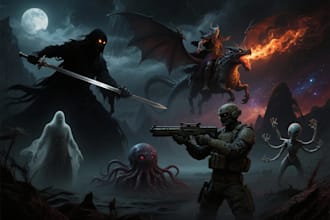 illustrate sketches of fantasy, scifi and horror characters