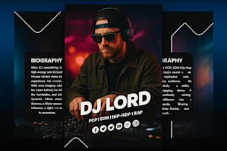 design professional artist epk mediakit dj press kit one sheet speaker kit