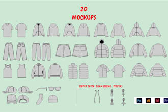 make 2d apparel mockups for your clothing brand in 60 min