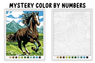 create unique mystery color by numbers for kids and adults