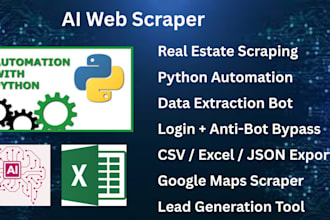 build python ai, ai scraper, data extractor,  ai automation, ocr, ai bot