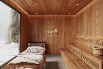 finnish sauna design,virtual 3d staging,home gym,spa,vectorwork,vray 3drendering