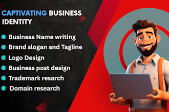 create a catchy business name, slogan, tagline, and logo design