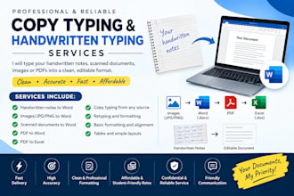 do fast,accurate copy typing and handwritten document typing