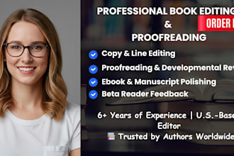 book edit, line copy edit, book format and proofread your ebook and novel