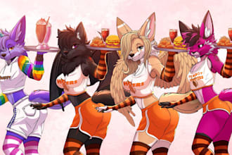 draw furry nsfw anime art fursona wolf vrchat model gay fanart reference sheet