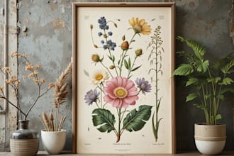 create a beautiful vintage botanical illustration poster