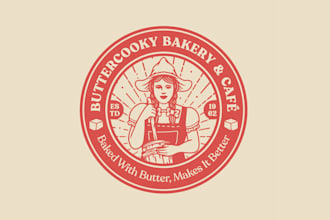design vintage bakery creating version woman incorporating logo