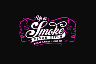 design unique smoke cigar girls logo