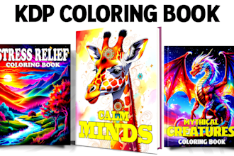 design unique KDP coloring book for kids adults mandala animals custom pages