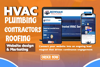 design plumbing, cleaning, roofing, construction, contractor , hvac website