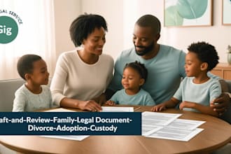 draft and review family legal document, divorce, adoption, custody