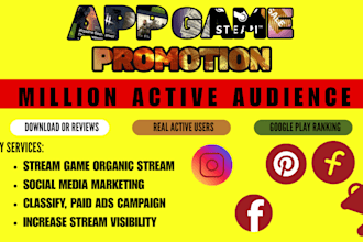 promote your mobile app dating app game app steam game aso to get more downloads