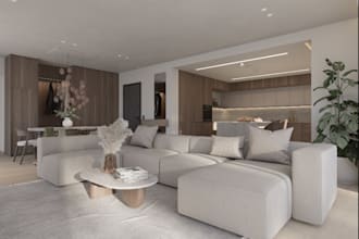 do virtual home staging living room, bedroom, kitchen in 360 panorama rendering