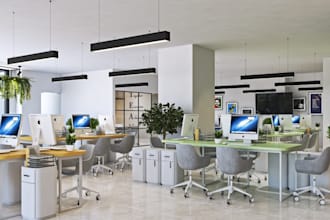 office interior mockup, workspace rendering, commercial office,reception,3ds max
