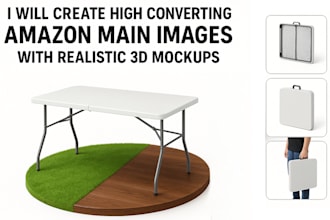 create amazon main images with realistic 3d mockups