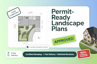 draw landscape plan site planning stamp for permit approval