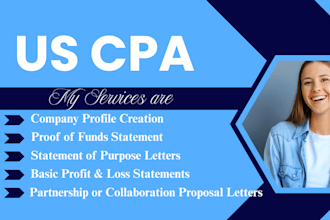 prepare cpa certified financial statement , income statement and mortgage letter