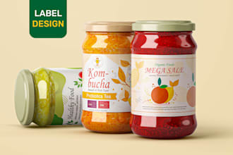 create food packaging and custom jar, honey, bottle, juice, sauce, jam labels