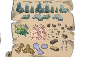 fantasy map, 2d illustration, 2d art, for 2d map, rpg game, vector map, city map