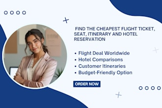 make flight ticket, itinerary and hotel reservations for you