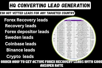 provide you live hot forex rec0very leads, recovery leads, sweden,  uk, uae