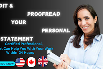 edit personal statement or statement of purpose for any graduate application