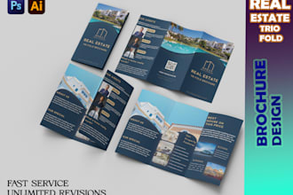 design modern real estate trifold, bifold brochure, flyer and leaflet within 24h