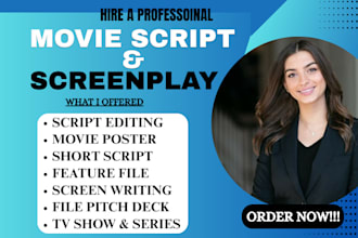 be your scriptwriter for movie script, screenplay, tv series, movie recap