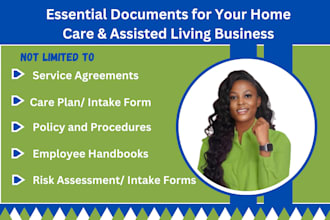care plan service agreement risk assessment employee handbook policy manual sop