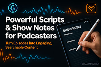 write SEO podcast show notes and engaging scripts that get media attention