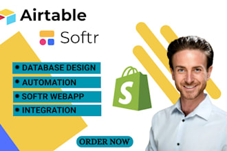 integrate airtable database with shopify and setup ecommerce store using softr
