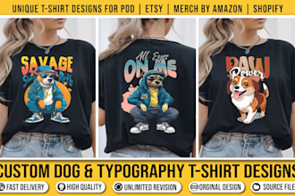 custom dog, typography, summer tees, pod ready for etsy, amazon