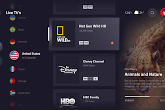 develop custom iptv app, m3u playlist app, vod app, smart TV app, live TV app