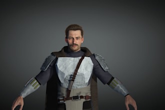 clean realistic 3d game character, ue5 rig, 2d to 3d model, retexture, uv map
