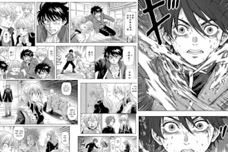draw a comic manga page, manga anime storyboard professionally as manga artist