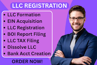 do US llc formation, ein, boi, tax filing, dissolve llc, US bank acct setup