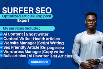 write jasper ai,chat gpt,surfer seo friendly artice,blog post,do website manager