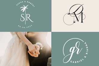 design a luxury wedding logo emblem monogram  wedding invitation