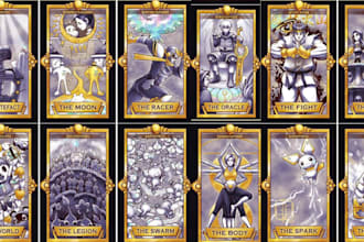 design custom card game, board game, and fantasy card art anime card design