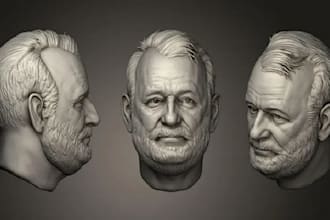 sculpt 3d face sculpting, head bust face rig for 3d printing