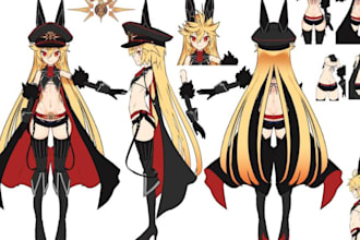 draw character design, reference sheet, character sheet, anime, vtuber art