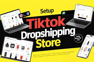 set up tiktok shop, instagram shop facebook shop or tik tok dropshipping shop